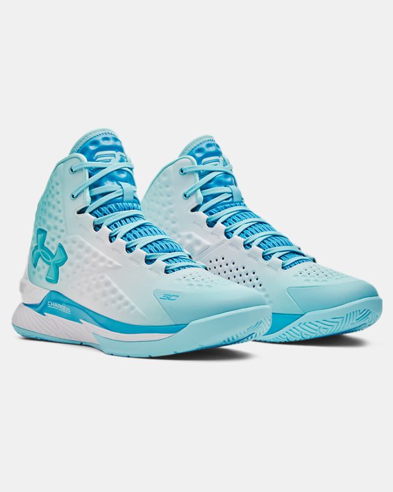 Unisex Curry 1 Retro Basketball Shoes in Blue image number 3